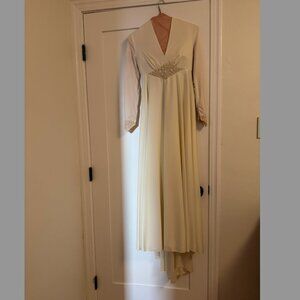 Bianchi Long Sleeve Vintage Wedding Dress with Delicate Beading